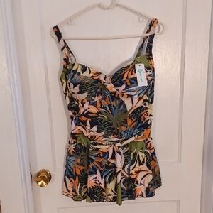 Tropical Print Women Swim One Piece Size 12